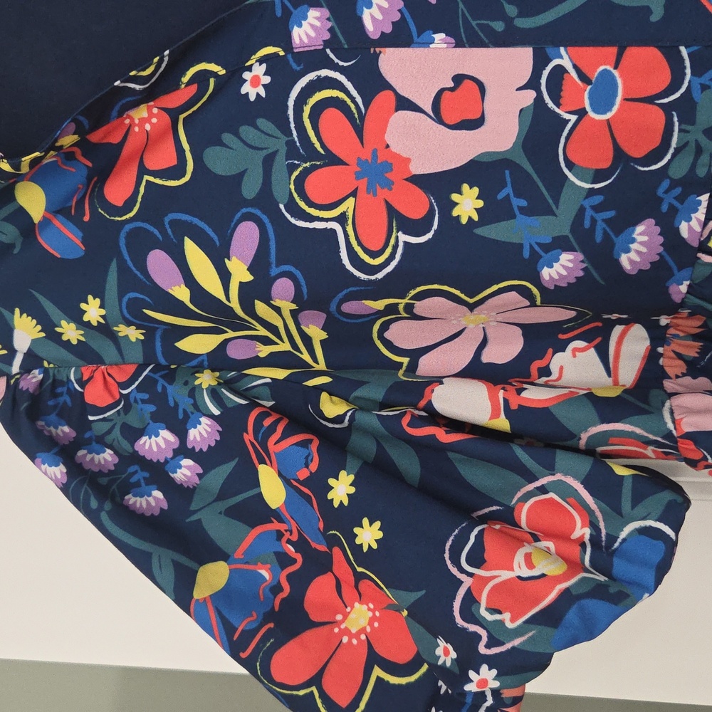 THML Beautiful Navy Blue Dress With A Bright Floral Pattern. Excellent Condition - Picture 5 of 12